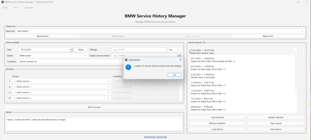 BMW Service History Tool