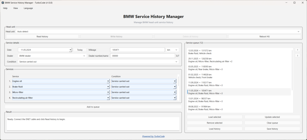 BMW Service History Tool